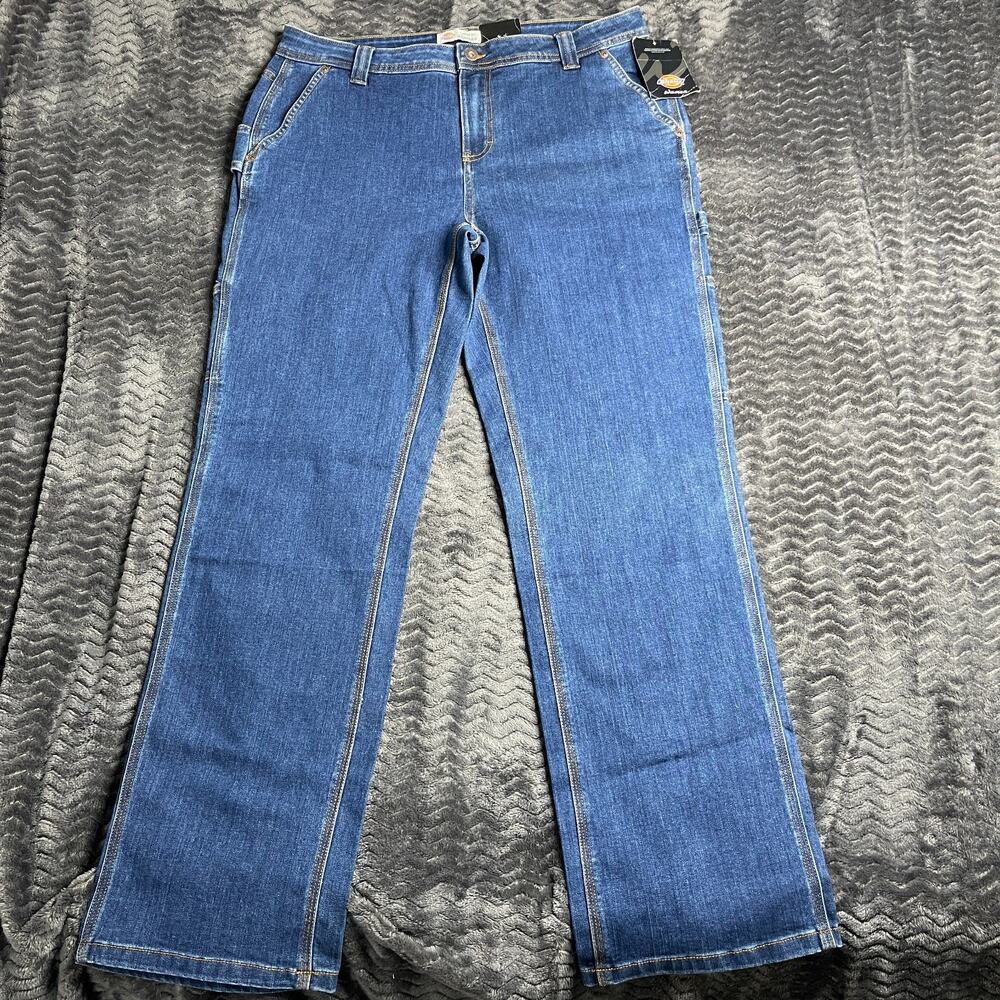 Dickies Jeans Women Relaxed High Rise Carpenter Blue Denim Pant Y2K 12REG NWT
